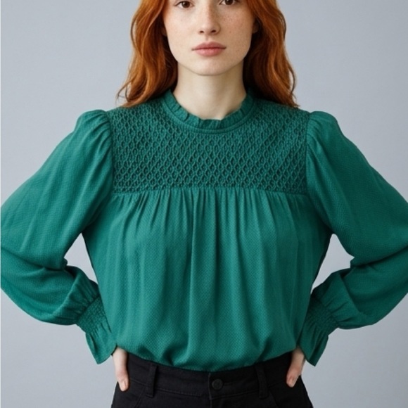 a new day Tops - a new day Green Smocked Blouse NWT